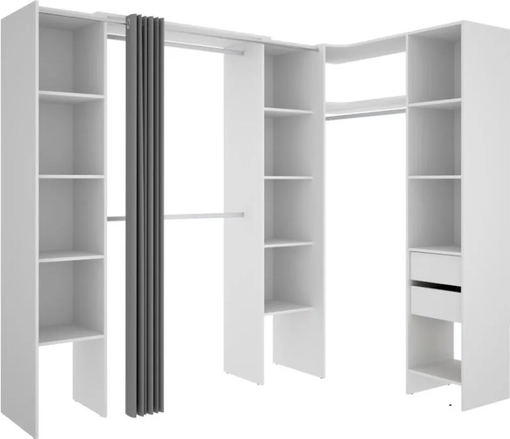 Kleiderschrank Kleiderschranksystem - B. 164/234 Cm - Weiß & Grau - DORIAN – Bild 2