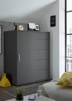 Kleiderschrank Schiebetürenschrank Schrank Schlafzimmer Holzschrank"Case III" Graphit