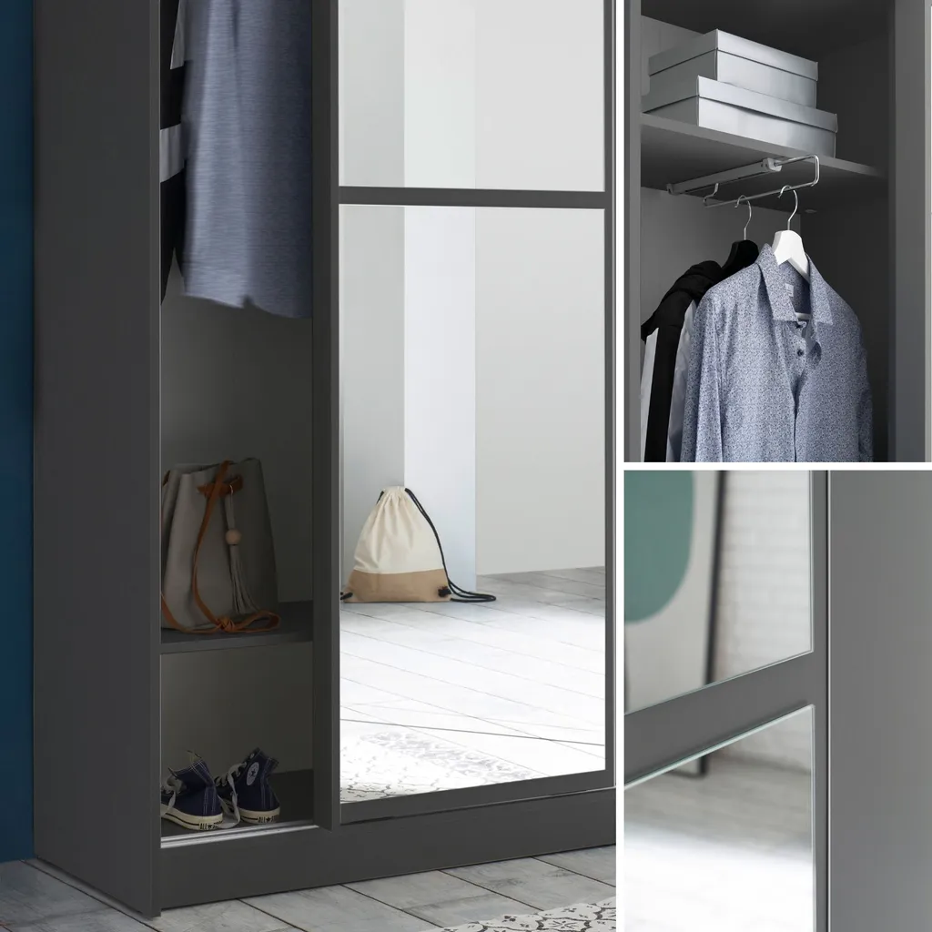 Schwebetürenschrank Kleiderschrank Schiebetürenschrank Schrank"Alysia II" Graphit – Bild 7