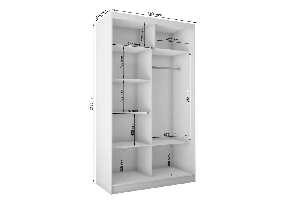 FURNIX Schiebetürenschrank Mit Spiegel DARLENE Kleiderschrank 120 Cm Weiß – Bild 2