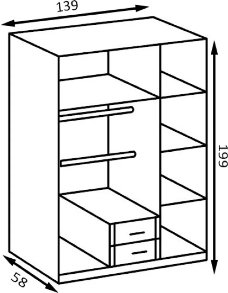 Cindy2 Kleiderschrank 3-türig Mit Spiegel Weiß / Rose – Bild 11