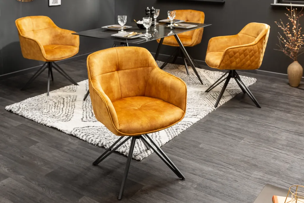 Invicta Stuhl Euphoria Senfgelb Samt Drehbar – Bild 10