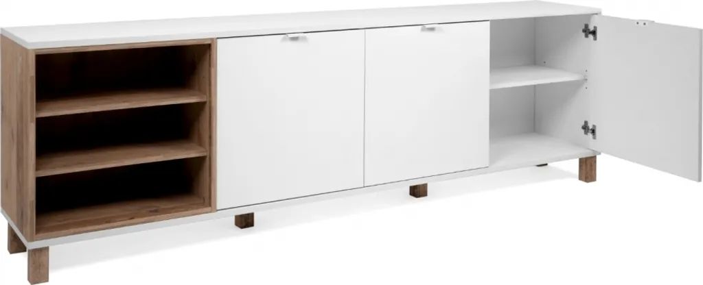 TV Board Lowboard Fernseher Kommode Sideboard Ca. 200 Cm MENORCA 57A Weiß / Old Style – Bild 5