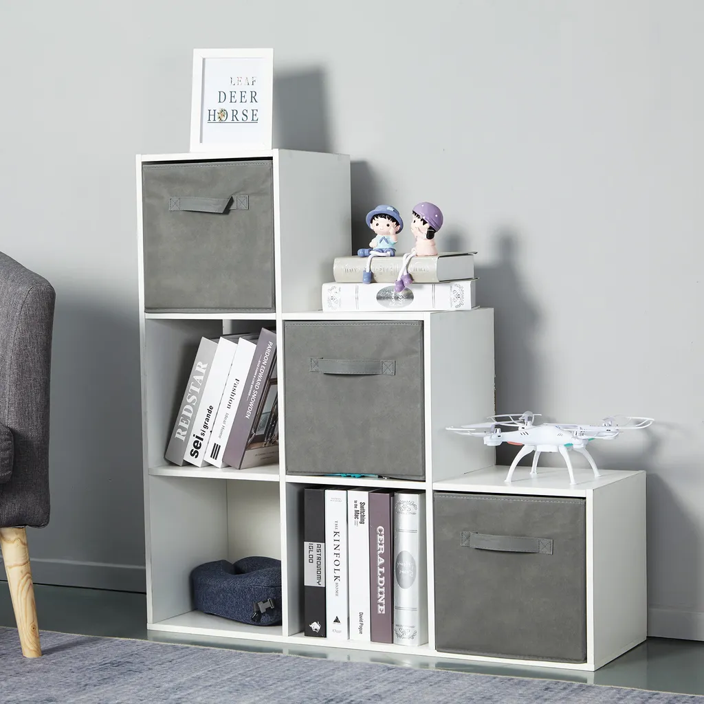 Meerveil Treppenregal, Bücherregal 6 Fächer Spanplatte Modern Für Wohnzimmer Arbeitszimmer Büro,90,5 X 90,5 X 29 Cm, Weiß