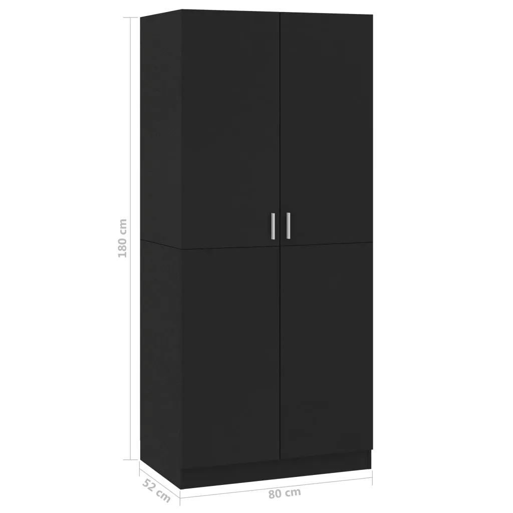 VidaXL Kleiderschrank Schwarz 80x52x180 Cm Holzwerkstoff – Bild 8