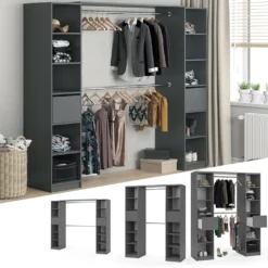 Vicco Kleiderschrank Visit Anthrazit 225,4 X 189,4 X 49,9 Cm Holzwerkstoff