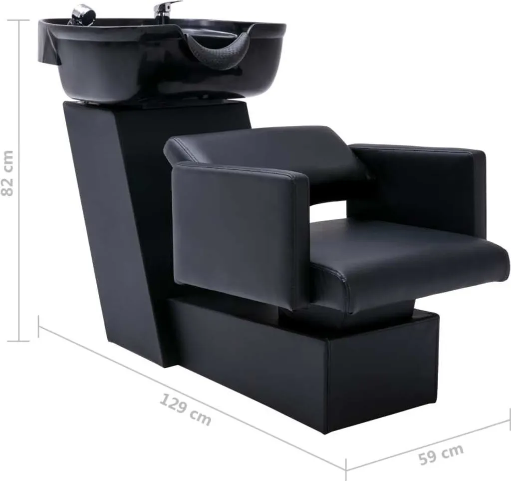 VidaXL Friseurstuhl Mit Waschbecken Schwarz 129x59x82 Cm Kunstleder – Bild 8
