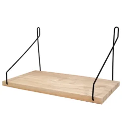 QUVIO Wandregal Aus Holz Und Stahl - Wandregal Zum Anbringen Von Wohnaccessoires - Braun Und Schwarz