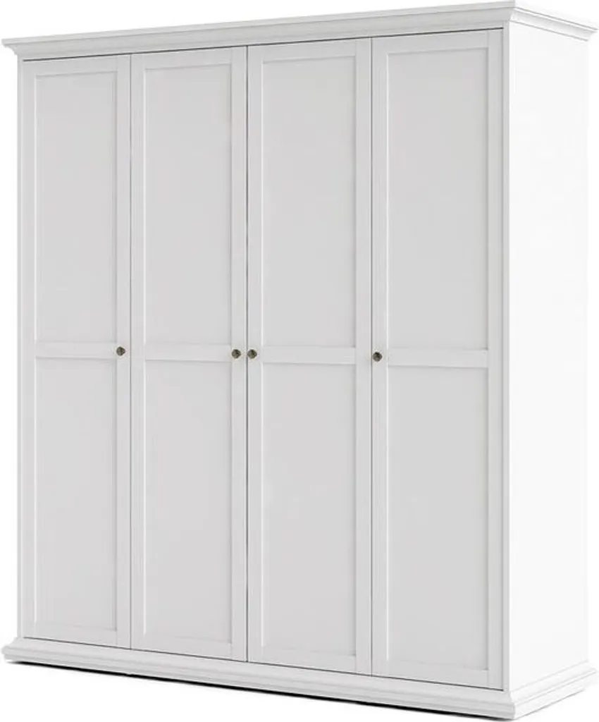 Paris Kleiderschrank 4-türig Weiß – Bild 2
