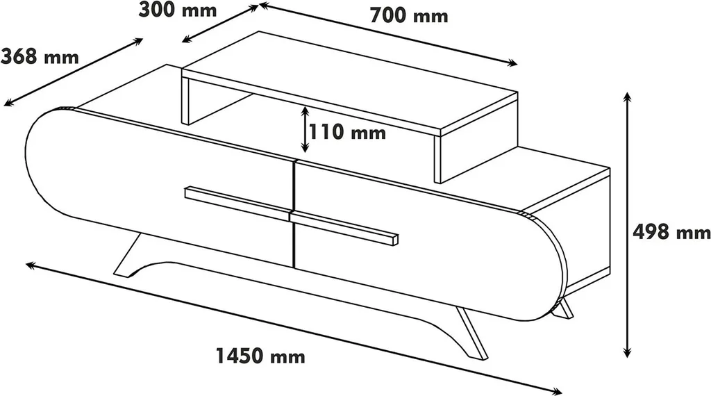 Skye Decor, Rose- Rose VCQ, Nussbaumfarbe,,Gelb, TV-SchrĂ€nke, 49,8x145x36,8 Cm, 100% Melaminbeschichtete Partikelplatte â Bild 4