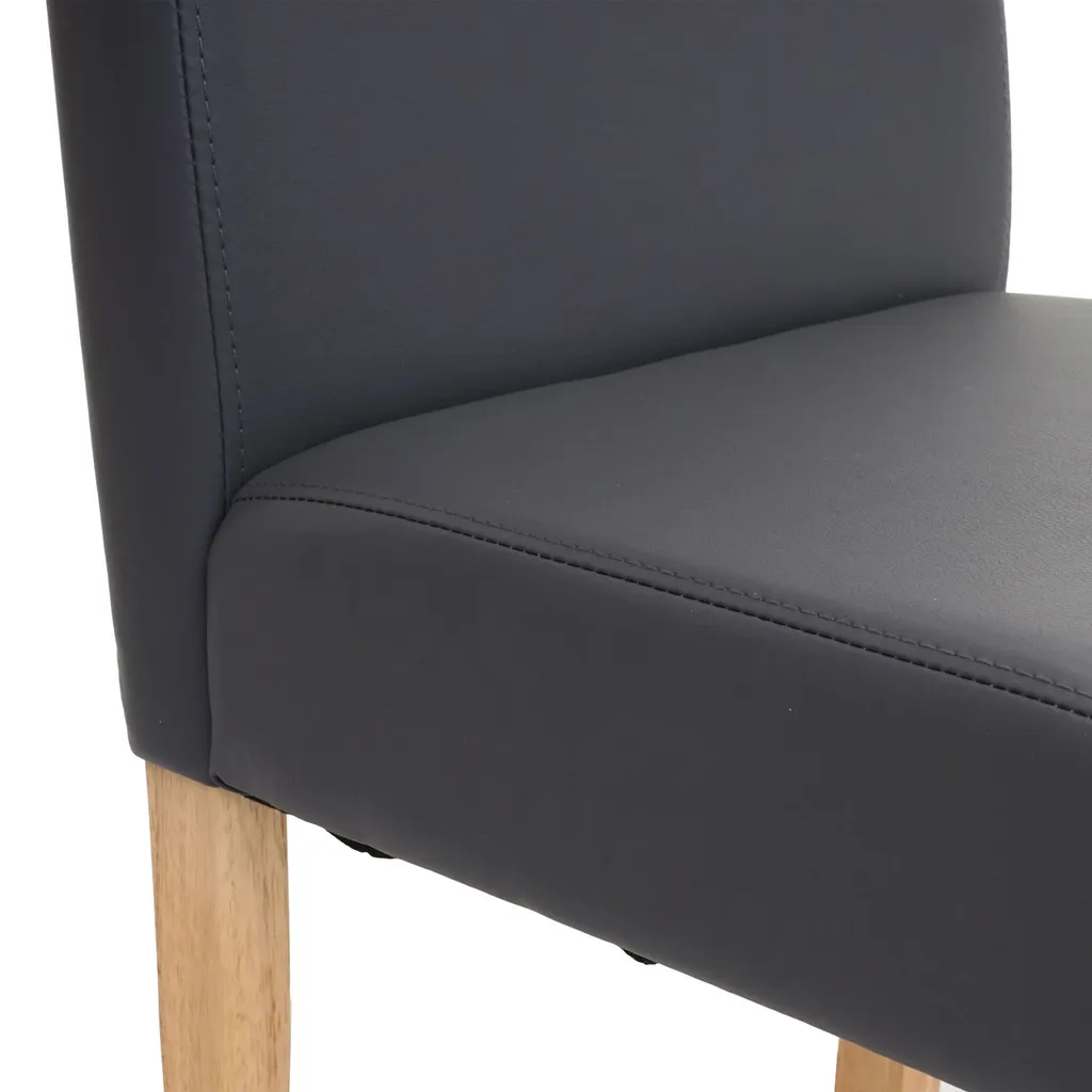 6x Esszimmerstuhl Stuhl Küchenstuhl Littau Kunstleder, Grau Matt, Helle Beine – Bild 5