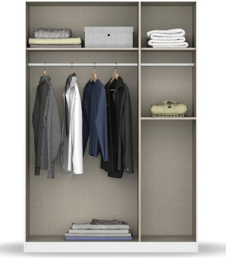 RAUCH AD644_02L6 Kleiderschrank 3-trg./1xSpiegel/5xSchubkästen Ontario In Grau/Abs. Eiche Artisan – Bild 8