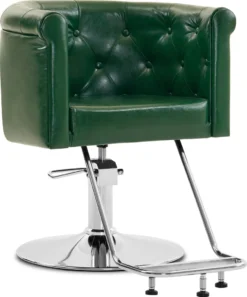 Barberpub Hydraulischer Friseurstuhl, Friseursessel Bedienungsstuhl Höhenverstellbar, Barber Chair Drehstuhl Schönheitssalon-stuhl Friseureinrichtung, Kunstleder, 3807 (Grün)
