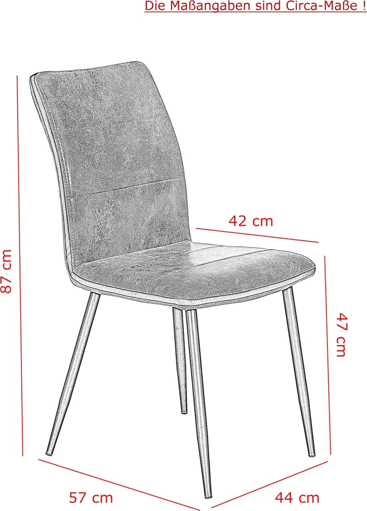 4er Set Stuhl Carolin-Bezug Microfaser Vintage Optik-Metallgestell Rundrohr Pulverbeschichtung Schwarz-44cm Sitzbreite-120kg Belastbar – Bild 5