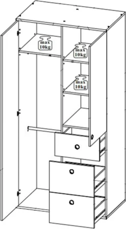 Kinder-Kleiderschrank Drehtürenschrank Schrank Babyzimmer "Floris I"
