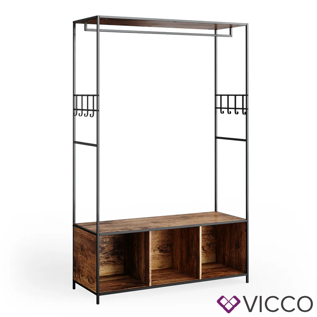 Vicco Kleiderschrank Fyrk Antikholz 119,5 X 189 X 44 Cm Holzwerkstoff Metall – Bild 2