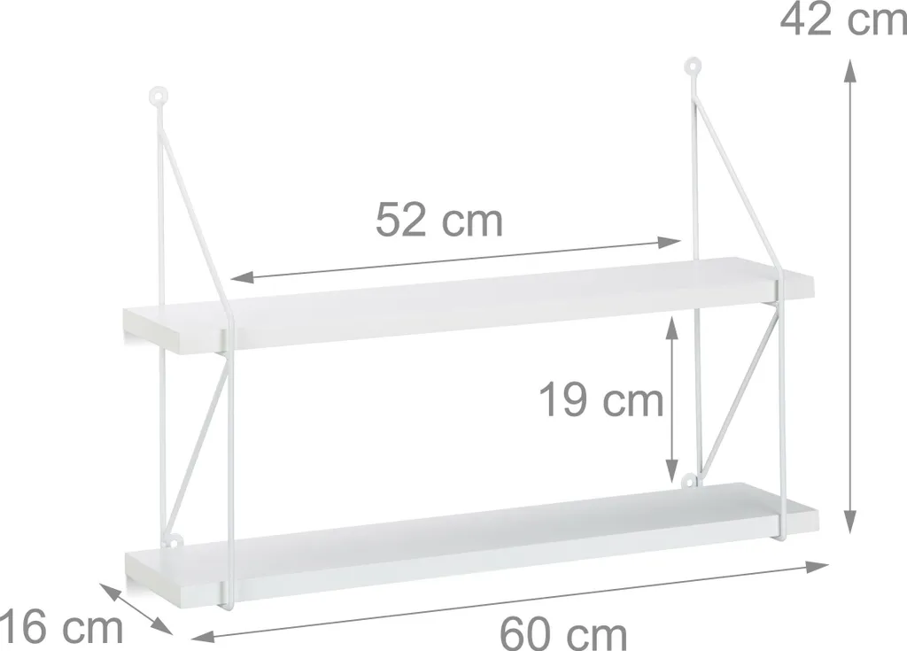 Relaxdays 2 X Hängeregal Für Die Wand Weiß – Bild 3