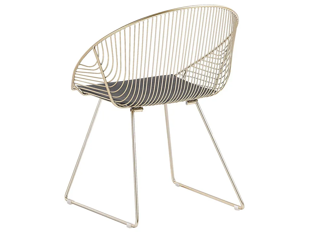 Stuhl 2er Set Gold Metall/Kunstleder 2 X Sitzkissen Modern â Bild 3