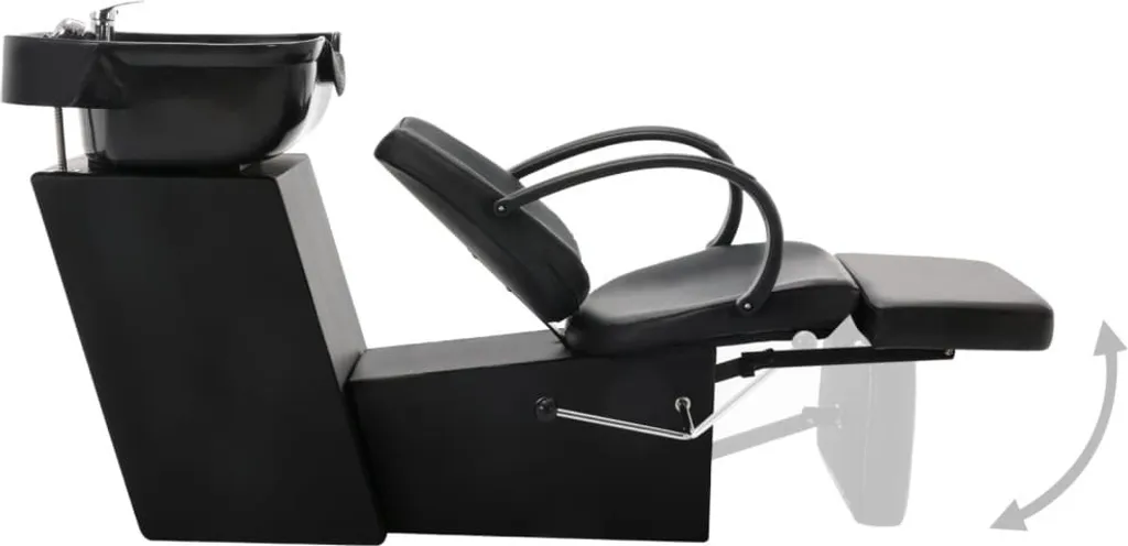 VidaXL Friseurstuhl Mit Waschbecken Schwarz Kunstleder – Bild 4