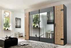 Stockholm Dreh- Und Schwebetürenschrank Mit Spiegel Tanne / Grau, Breite:272 Cm