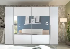 Kleiderschrank "Mega I" Weiß / Spiegel