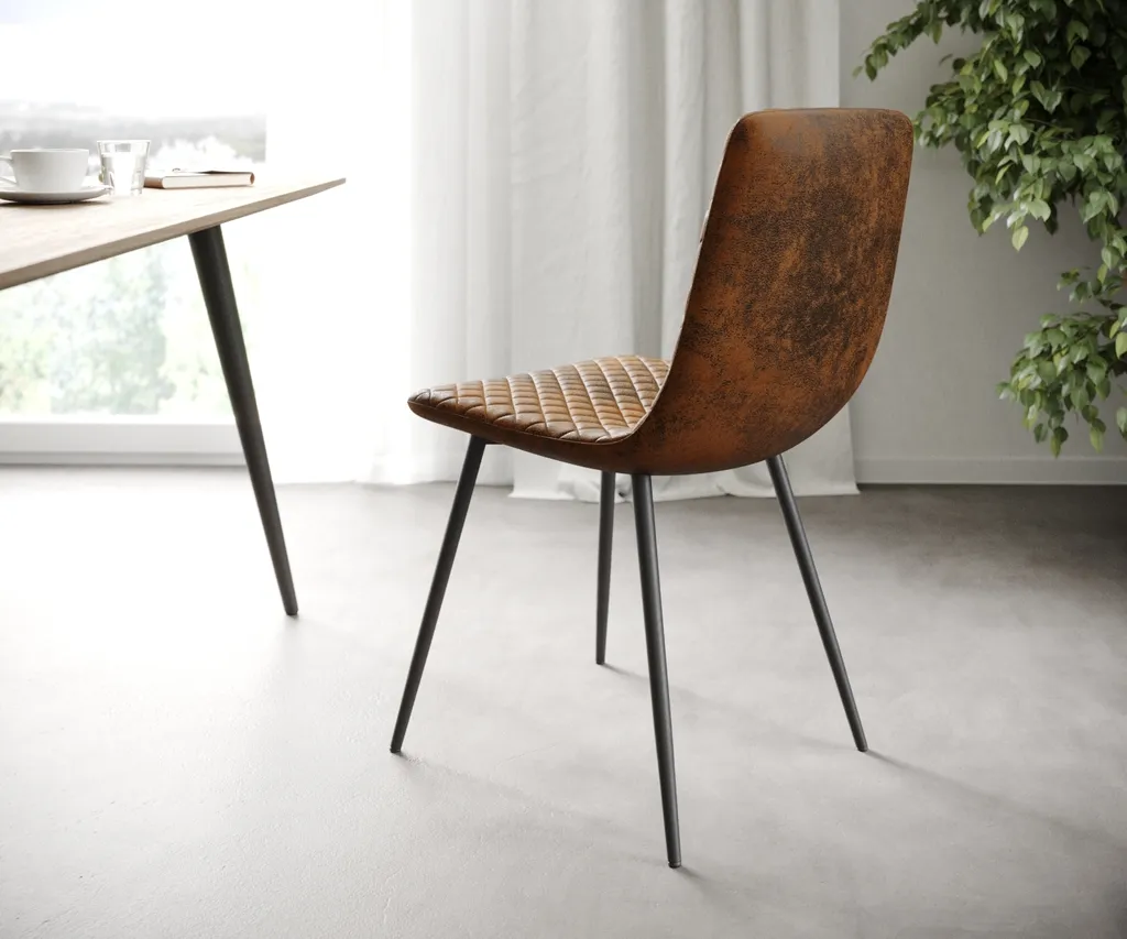 DELIFE 4-er-Set-Esszimmerstuhl Novi-Adesso Braun Vintage 4-Fuß Konisch – Bild 2